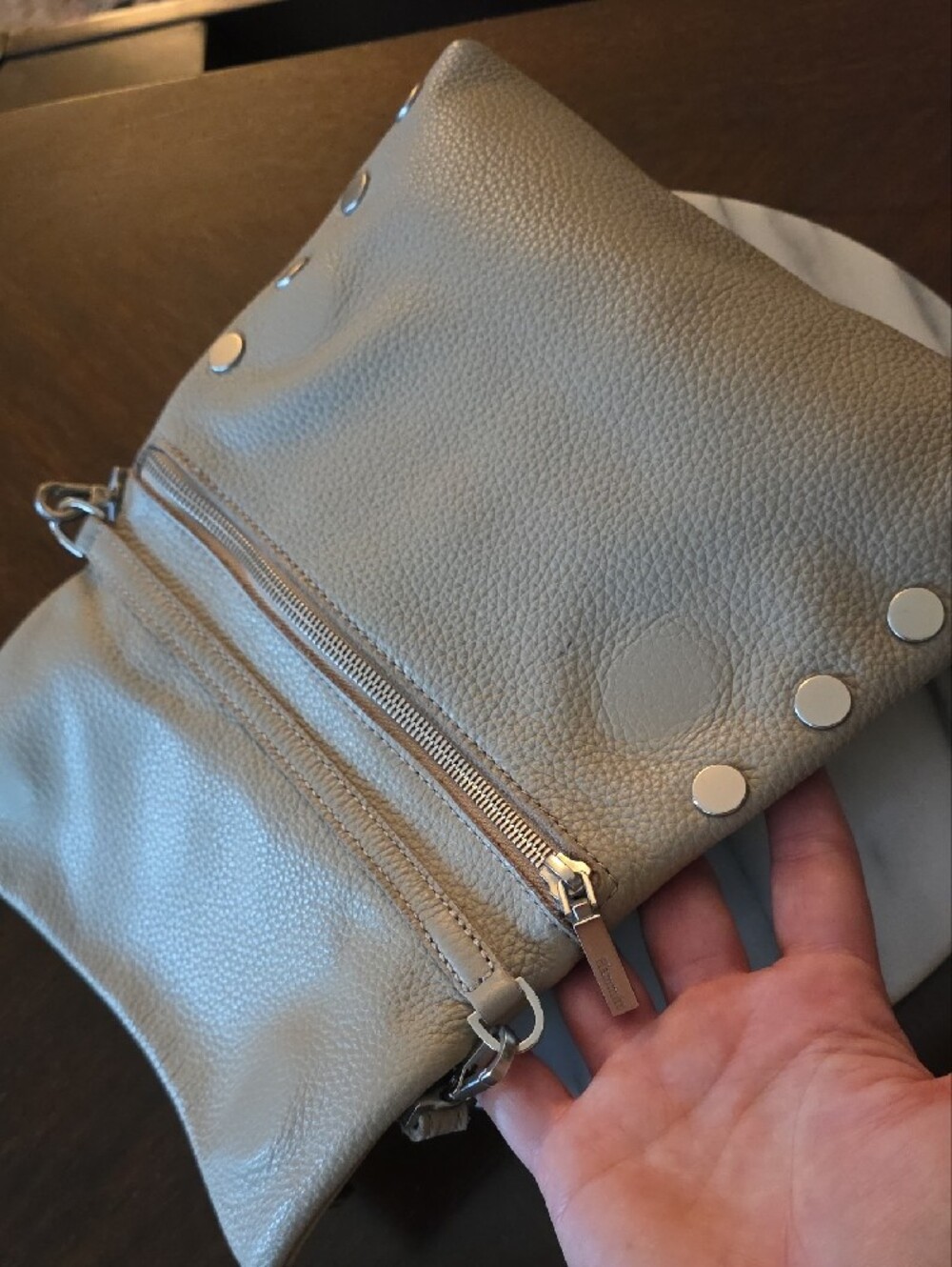 Hammitt Small VIP Neutral Taupe Leather Crossbody Bag - Picture 4 of 17